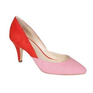 Loeffler Randall pink and red suede pumps